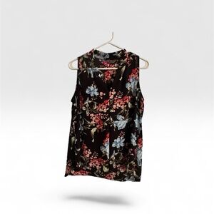 Vince Camuto Black Floral Sleeveless Blouse
